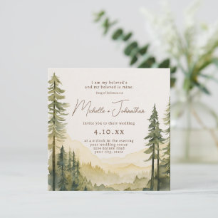 Invitation Pine Tree Forest Bible Verse Mariage chrétien