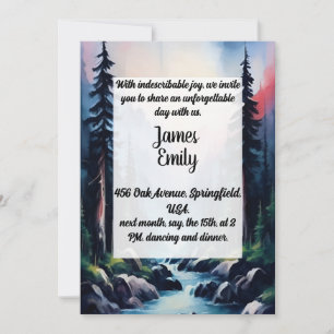 Invitation Pine Tree Forest Russe Aquarelle Mariage à thème