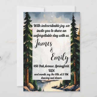 Invitation Pine Tree Forest Russe Aquarelle Mariage à thème