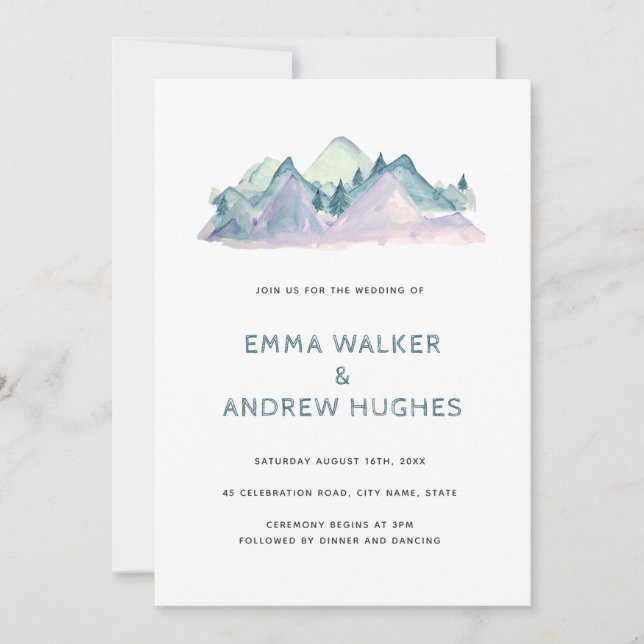 Invitation Pine Tree Mounts Nature Bois Vert Mariage (Devant)
