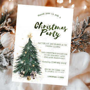 Invitation Pine Tree Parties scintillant Étoiles Noël Compagn