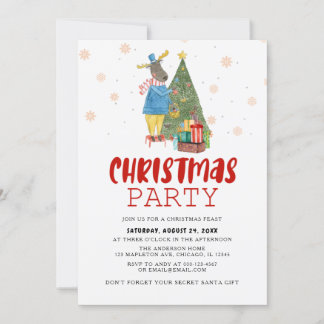 Invitation Pine Tree Reindee fête de Noël