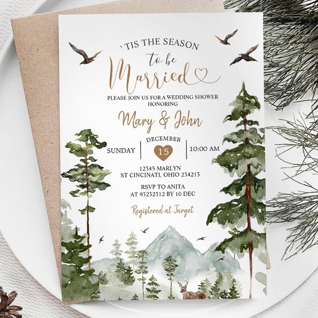 Invitation Pine Trees C'est la saison pour être marié Mariage (Créateur téléchargé)