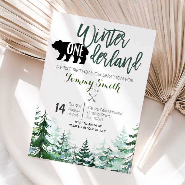 Invitation Pine Trees L'hiver dans le Nord PREMIER ANNIVERSAI (Créateur téléchargé)