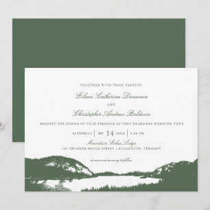 Invitation Pine verte et lac de montagne   Mariage