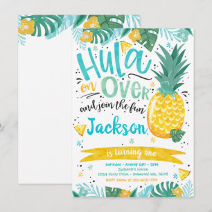 Invitation Pineappa Luau Pool d'Anniversaire de la fête de Lu