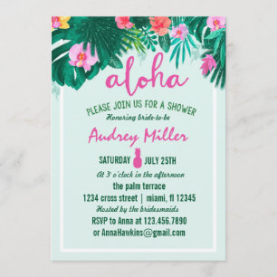 Invitation PINEAPPLE ALOHA douche de nage aux fleurs tropical