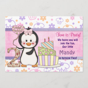 Invitation Pingouin Cutie - Fille Deuxième