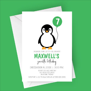 Invitation Pingouin minimaliste moderne fête d'anniversaire d