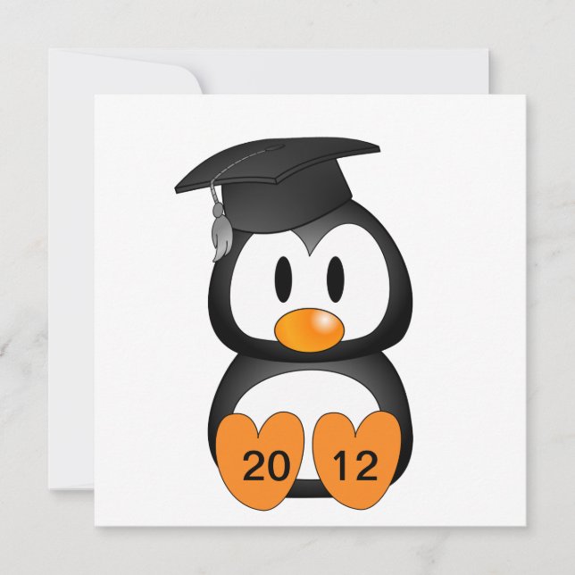 Invitation Pingouin personnalisable d'obtention du diplôme (Devant)