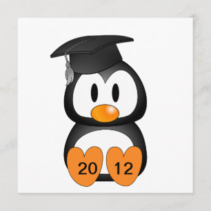 Invitation Pingouin personnalisable d'obtention du diplôme