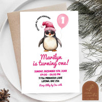 Pingouin rose d'hiver cool Première fille d'annive