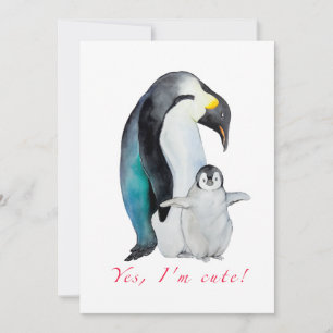 Invitation Pingouins empereurs d'aquarelle mignons