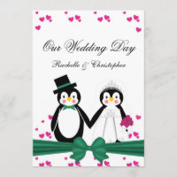 Pingouins mignons jeune mariée et PAGE