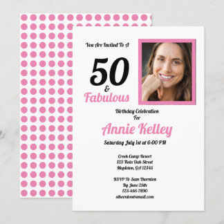 Invitation Pink 50 et Fabulous 50th Birthday Party