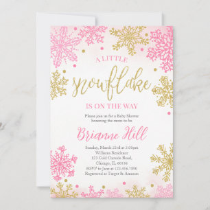 Invitation Pink A Little Snowflake Baby shower