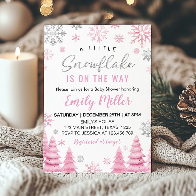 Invitation Pink A Little Snowflake Girl Baby shower (Créateur téléchargé)