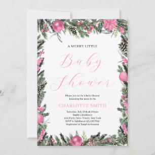 Invitation Pink A Merry Little Baby shower