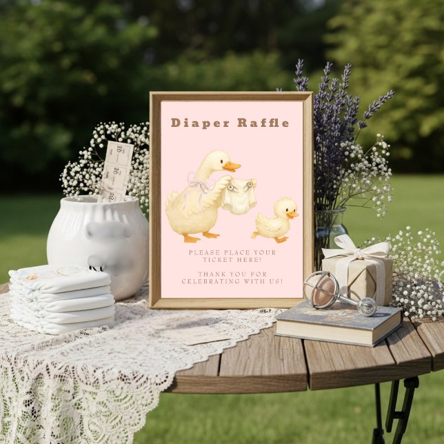 Invitation Pink A Silly Goose Diaper Raffle Table Sign  (Pink A Silly Goose Diaper Raffle Table Sign)