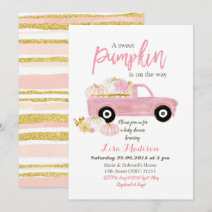 Invitation Pink A sweet Citrouille est en route baby shower