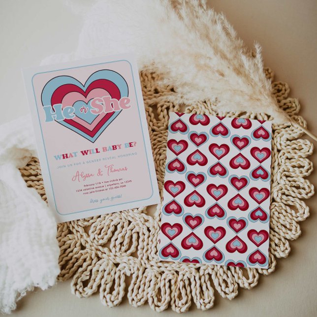 Invitation Pink and Blue Valentine's Day (Créateur téléchargé)