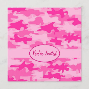 Invitation Pink and Fuchsia Camo Camouflage Party Event