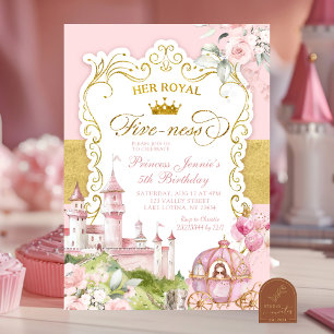 Invitation Pink and Gold Kingdom Royal Fively 5e anniversaire