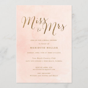 Invitation Pink and Gold Miss à Mme Fête des mariées Party