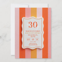 Pink and Orange Gummy Striped Frame Birthday