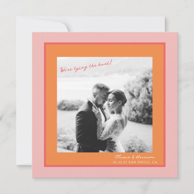 Invitation Pink and Orange Summer Wedding Save the Date (Devant)