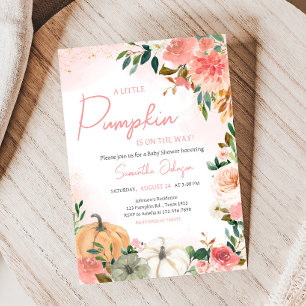 Invitation Pink Automne Automne Citrouille Floral Baby shower