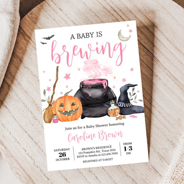 Invitation Pink Baby est en train de brasser de mignons Baby  (Baby is Brewing Baby Shower Invitation
)