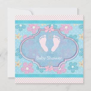 Invitation Pink Baby Feet Baby Girl Douche