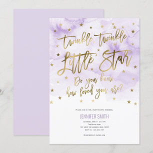 Invitation Pink, Baby Girl, Twinkle petites stars, Baby showe
