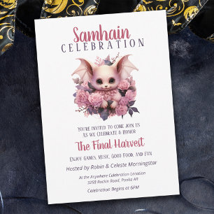Invitation Pink Bat Samhain récolte Halloween Party