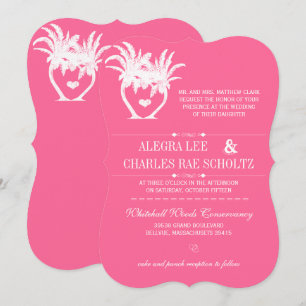 Invitation Pink Beach Palm Tree Destination Chalkboard