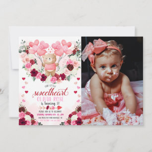 Invitation Pink Bear Sweetheart de la Saint-Valentin Photo An