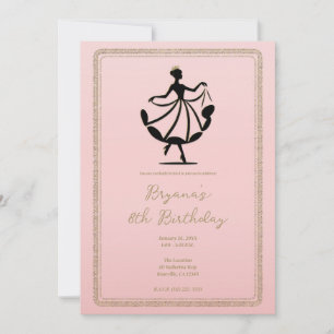 Invitation Pink Black Gold Waltzing Dancing Princesse