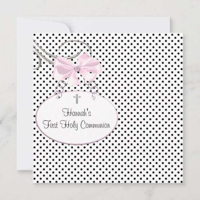 Invitation Pink Black Polka (Devant)