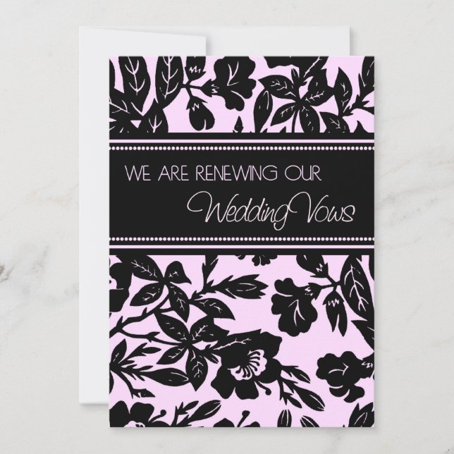Invitation Pink Black Wedding W Reneval Vocard (Devant)