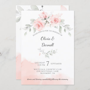 Invitation Pink Bliss Roses et Mariage de verdure