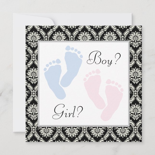 Invitation Pink Blue Baby Feet Genre Révélation (Devant)
