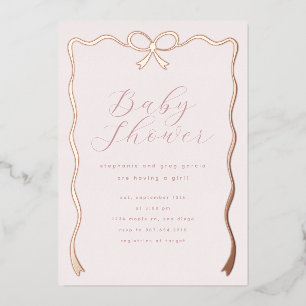 Invitation Pink Blush Bow Foil
