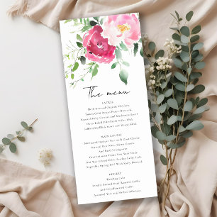 Invitation Pink Blush Burgundy Rose Watercolor Mariage Menu