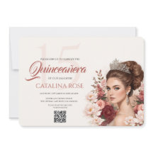 Pink Blush Rose Elegant Quinceañera QR Code