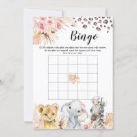 Pink Boho Safari Party Animaux Fille bébé Bingo