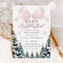 Pink Bow Baby It's Cold Outside Baby Shower