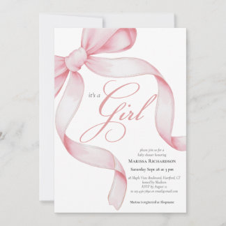 Invitation Pink Bow C'est un Baby shower de fille
