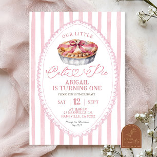 Invitation Pink Bow Coquette Cutie Pie Premier anniversaire