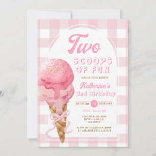 Invitation Pink Bow Deux Scoops De Fun 2e Anniversaire En vic